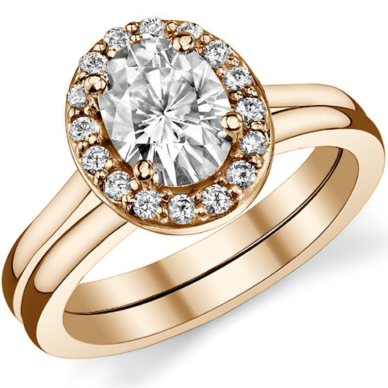 Embrace Oval Halo Moissanite Engagement Ring