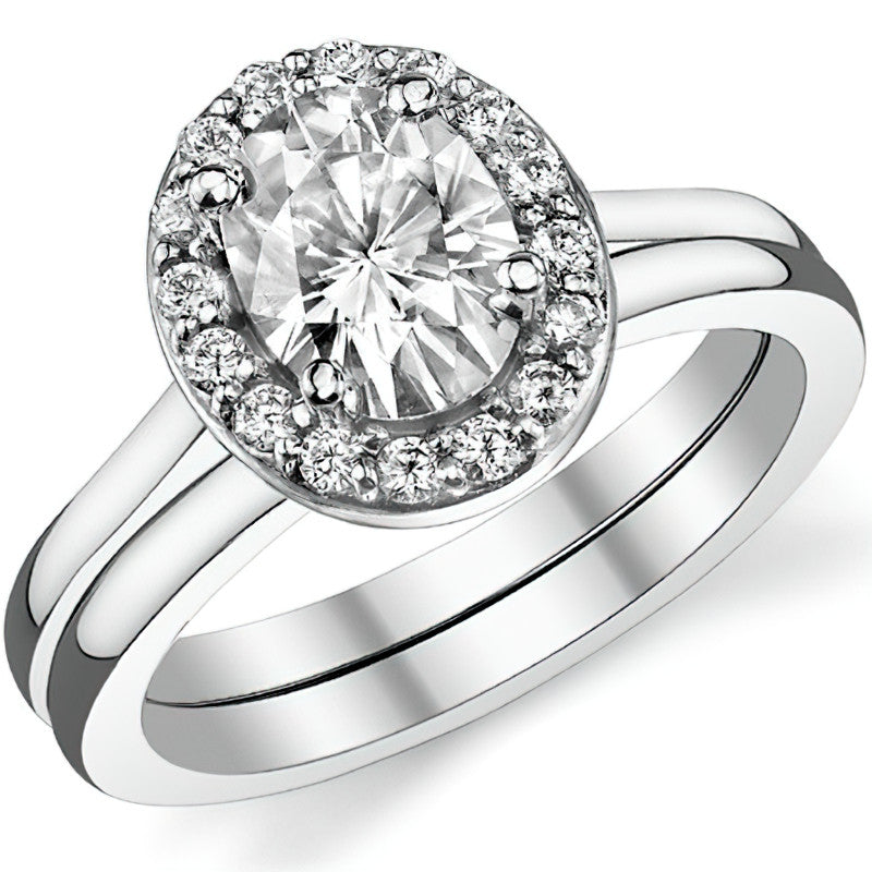 Embrace Oval Halo Moissanite Engagement Ring