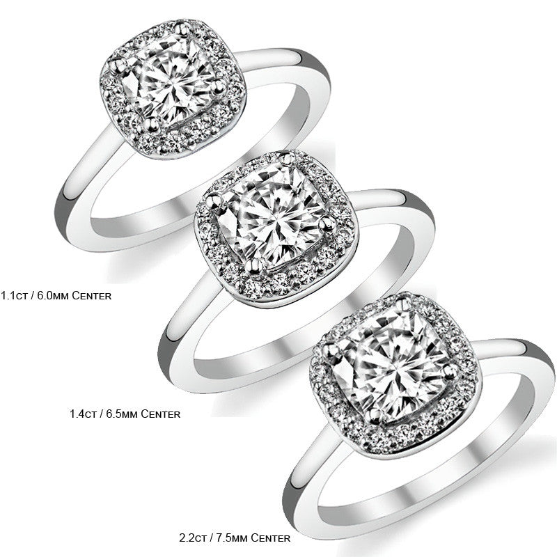Cushion Halo Moissanite Engagement Ring