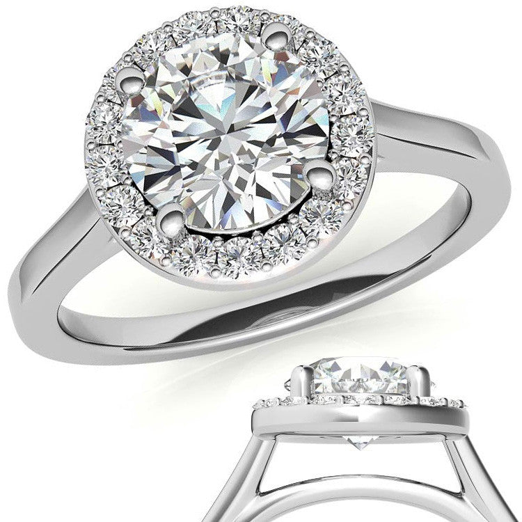 Round Halo Moissanite Engagement Ring
