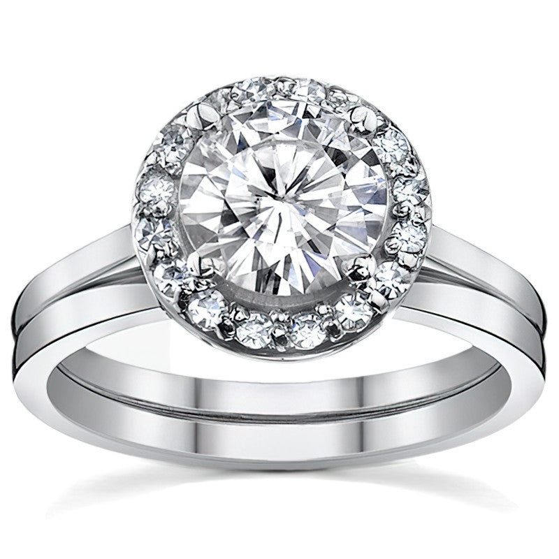 Round Halo Moissanite Engagement Ring