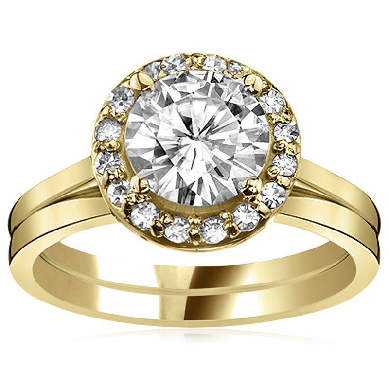 Round Halo Moissanite Engagement Ring