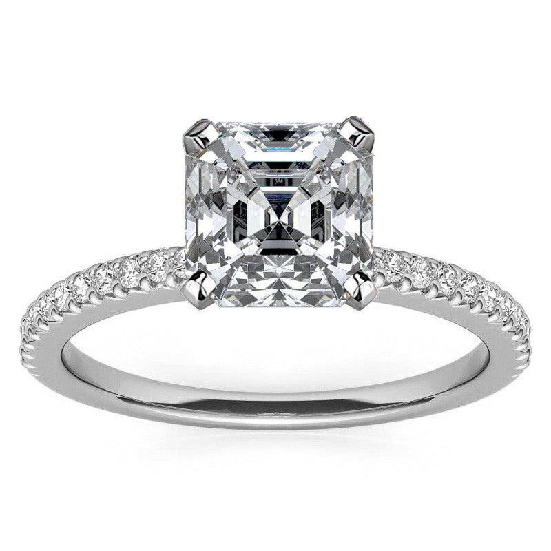 Round Brilliant Moissanite & Diamond Engagement Ring
