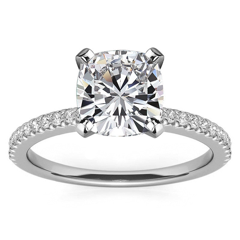 Round Brilliant Moissanite & Diamond Engagement Ring