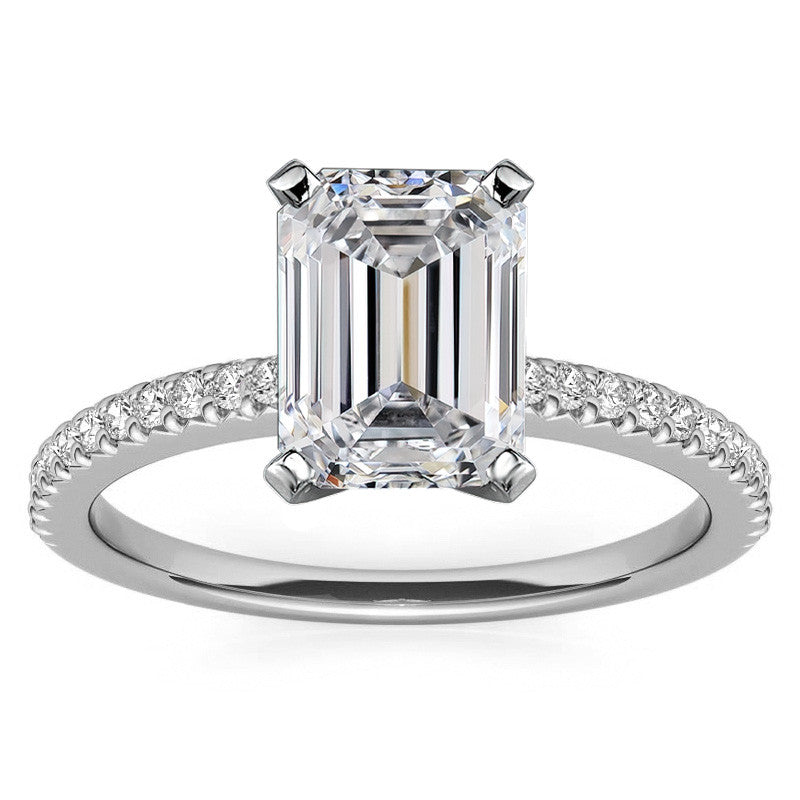 Round Brilliant Moissanite & Diamond Engagement Ring