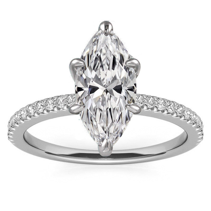Round Brilliant Moissanite & Diamond Engagement Ring
