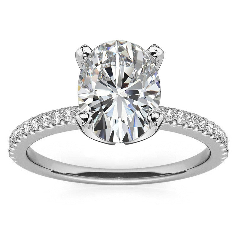 Round Brilliant Moissanite & Diamond Engagement Ring