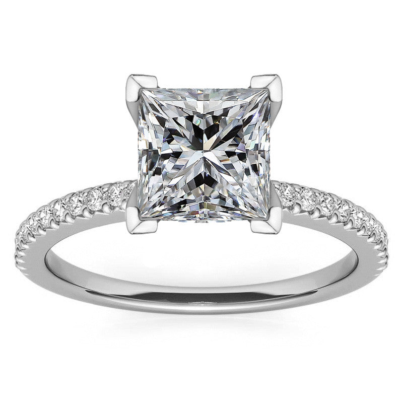 Round Brilliant Moissanite & Diamond Engagement Ring