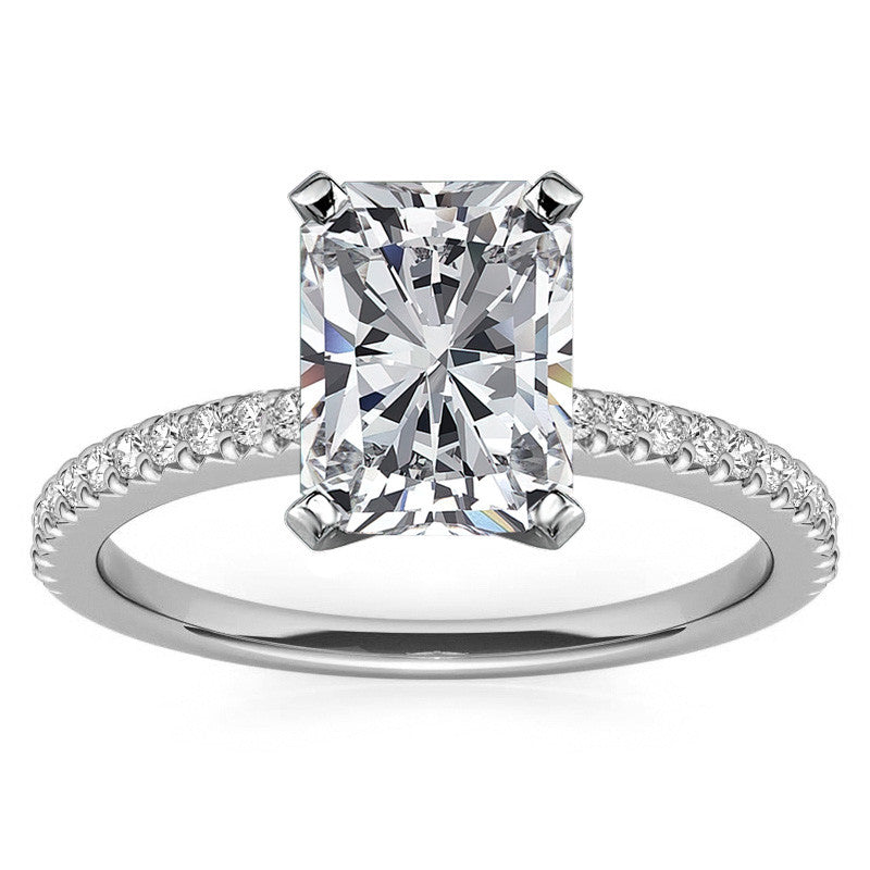 Round Brilliant Moissanite & Diamond Engagement Ring