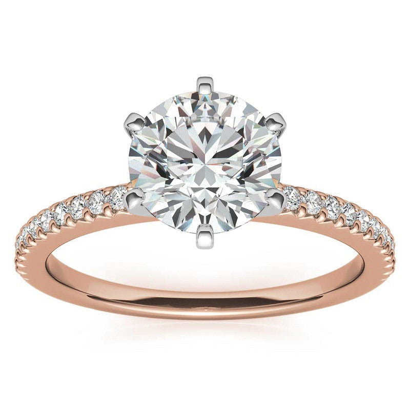 Round Brilliant Moissanite & Diamond Engagement Ring