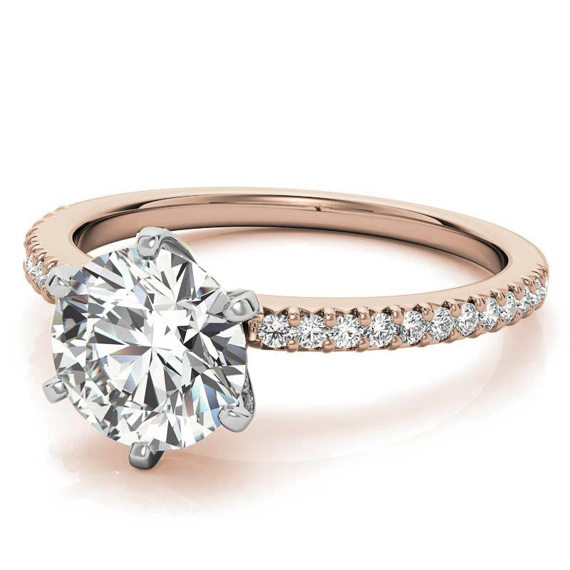Round Brilliant Moissanite & Diamond Engagement Ring