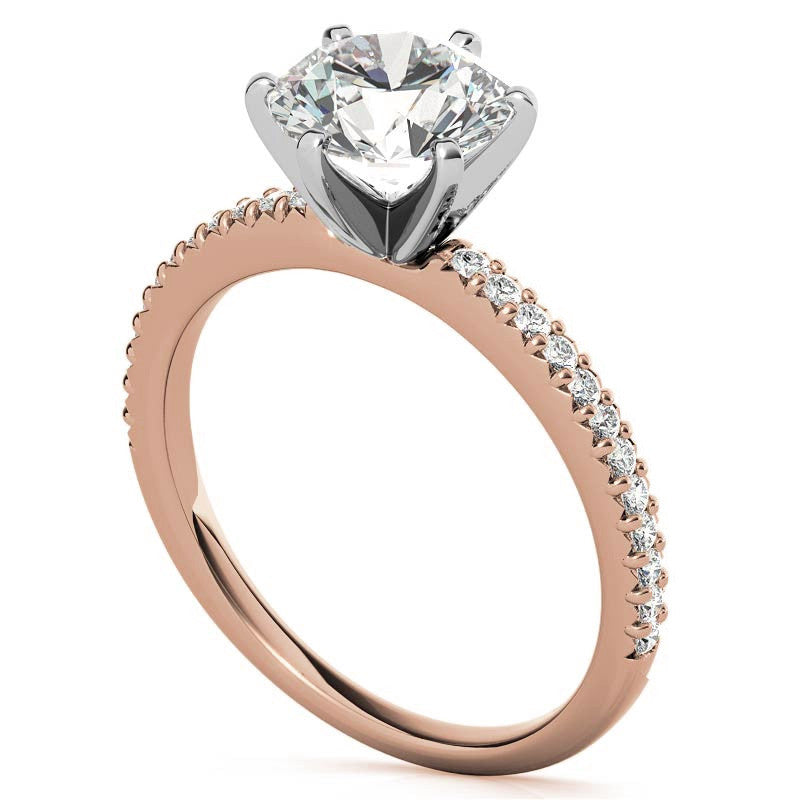 Round Brilliant Moissanite & Diamond Engagement Ring