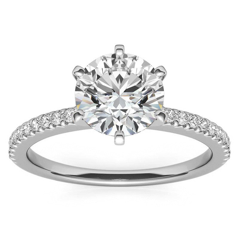 Round Brilliant Moissanite & Diamond Engagement Ring