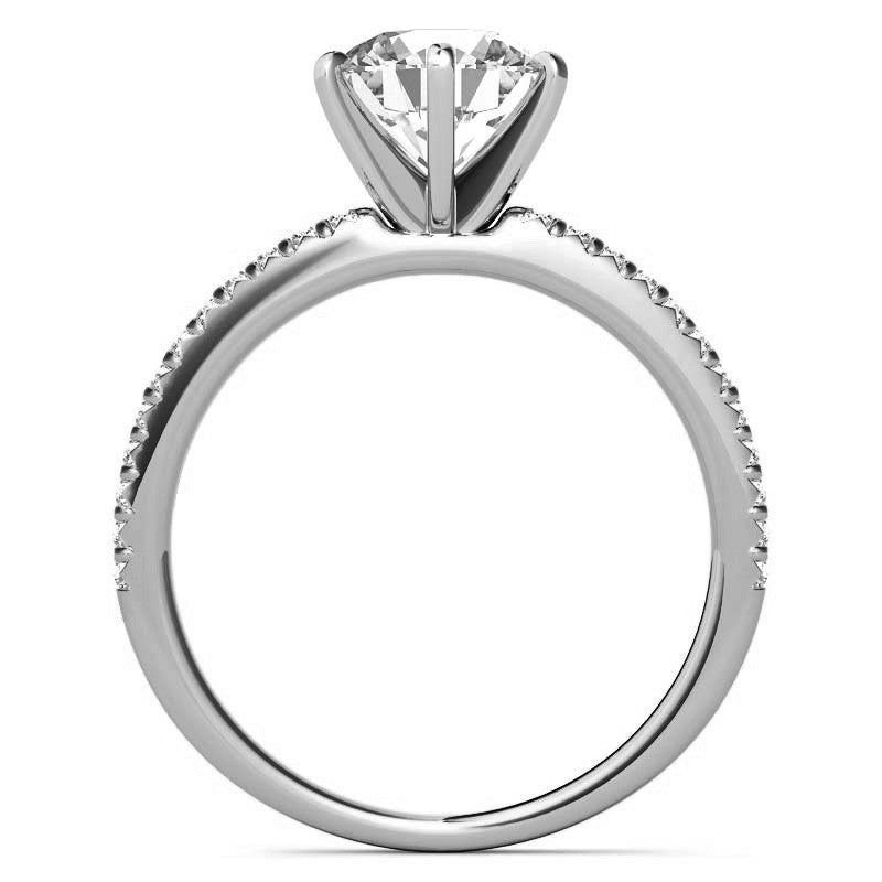 Round Brilliant Moissanite & Diamond Engagement Ring