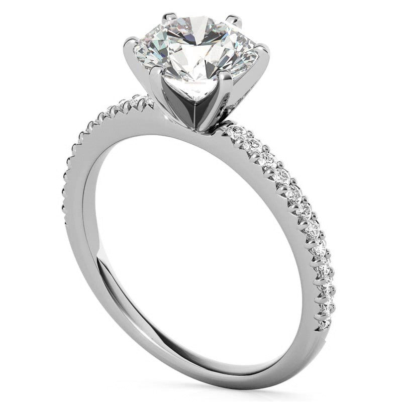 Round Brilliant Moissanite & Diamond Engagement Ring