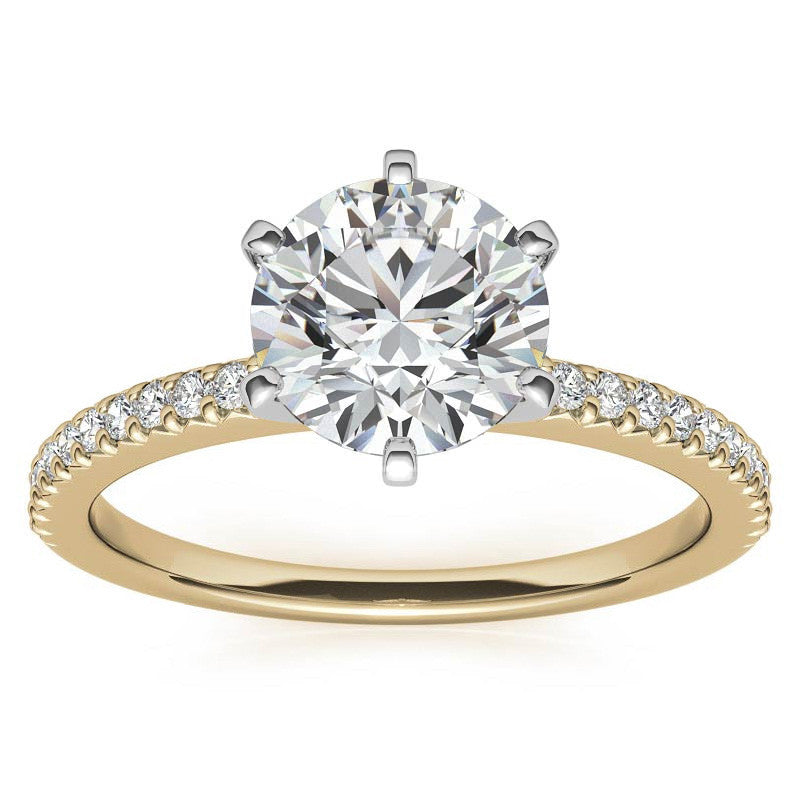 Round Brilliant Moissanite & Diamond Engagement Ring