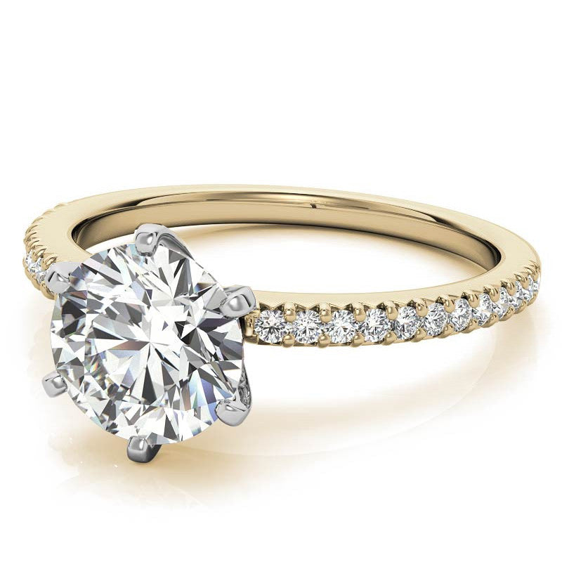 Round Brilliant Moissanite & Diamond Engagement Ring
