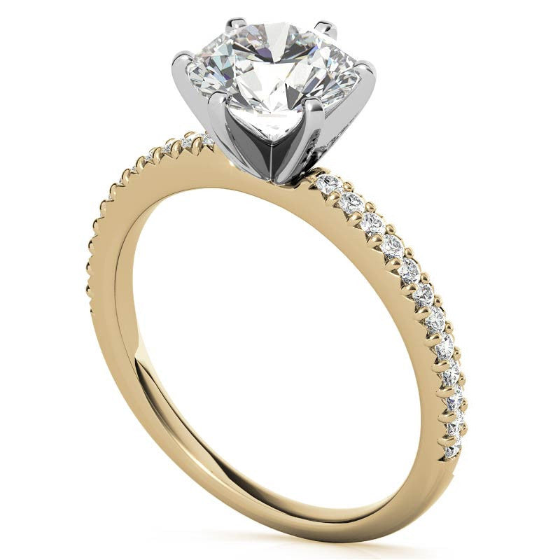 Round Brilliant Moissanite & Diamond Engagement Ring
