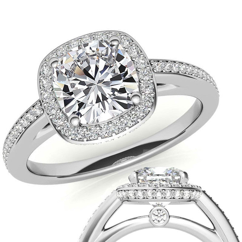 Cushion Legacy Halo Moissanite Engagement Ring