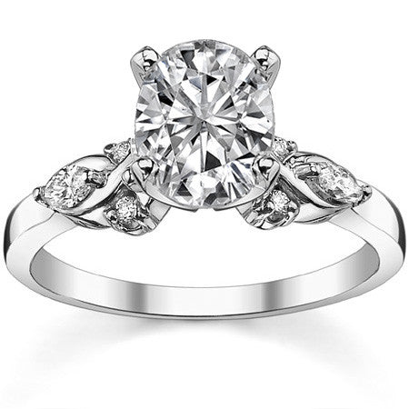 Round and Marquise Moissanite Woven Style Engagement Ring Setting
