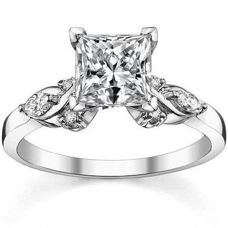 Round and Marquise Moissanite Woven Style Engagement Ring Setting