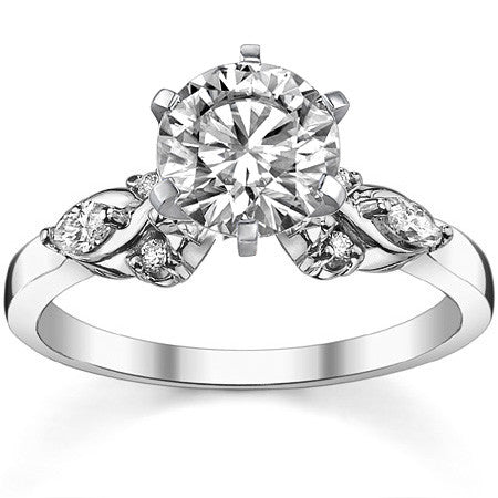 Round and Marquise Moissanite Woven Style Engagement Ring Setting