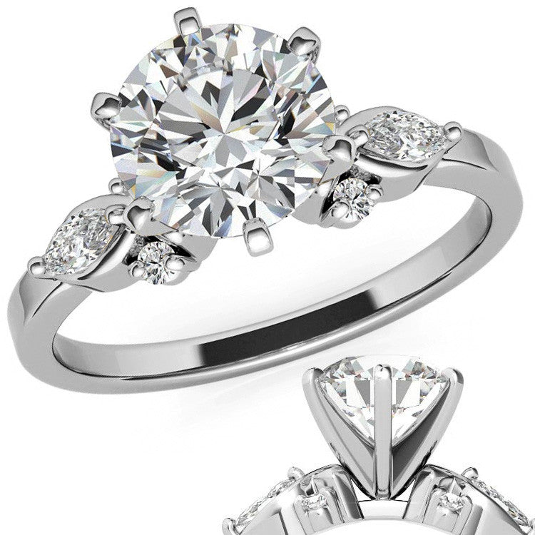 Round and Marquise Moissanite Woven Style Engagement Ring Setting