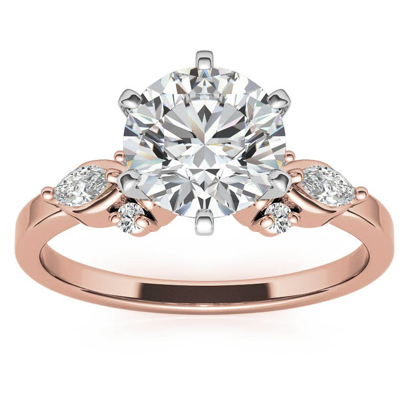 Round and Marquise Moissanite Woven Style Engagement Ring Setting