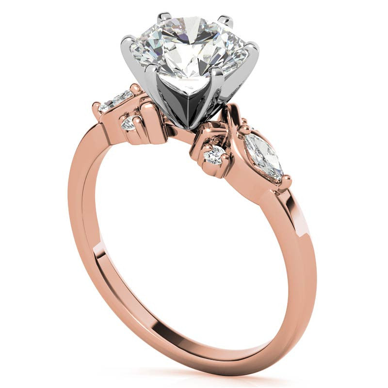 Round and Marquise Moissanite Woven Style Engagement Ring Setting