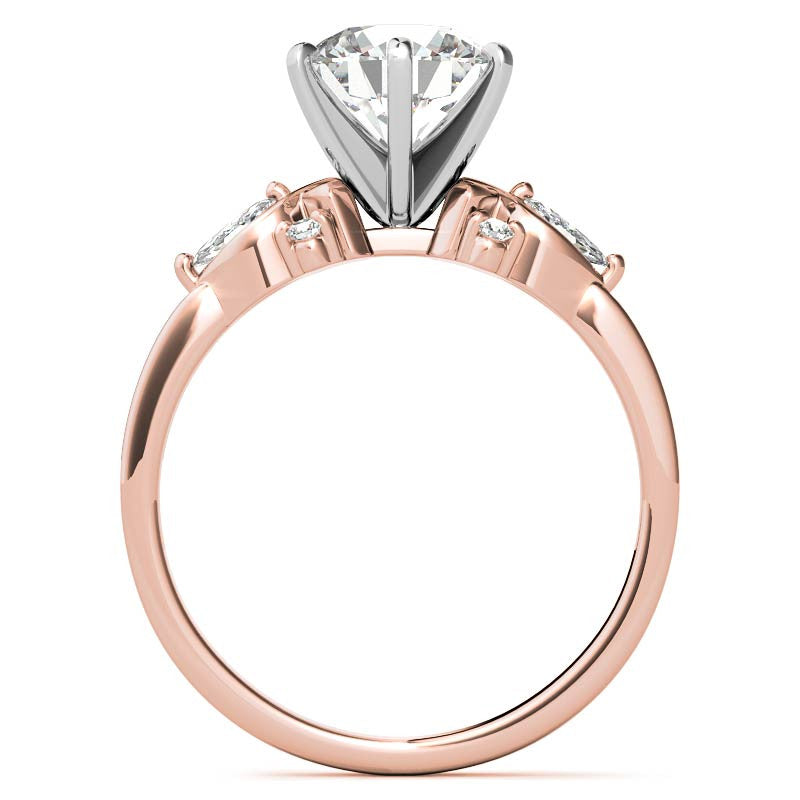 Round and Marquise Moissanite Woven Style Engagement Ring Setting