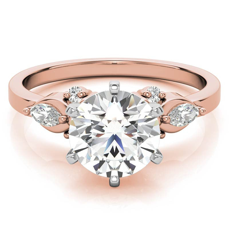 Round and Marquise Moissanite Woven Style Engagement Ring Setting