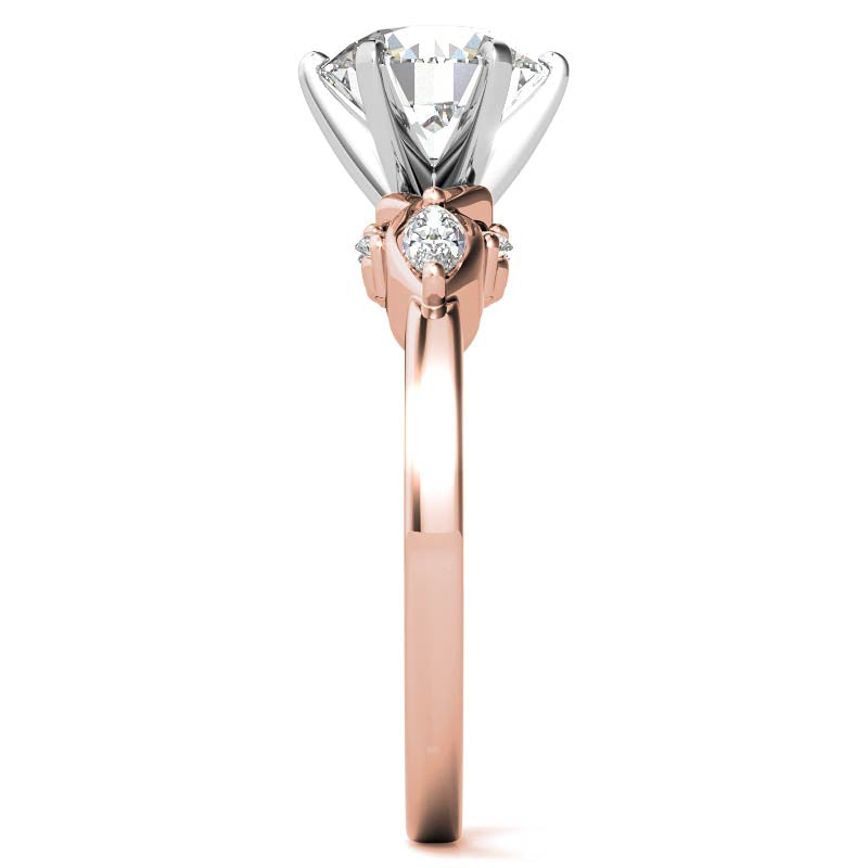 Round and Marquise Moissanite Woven Style Engagement Ring Setting