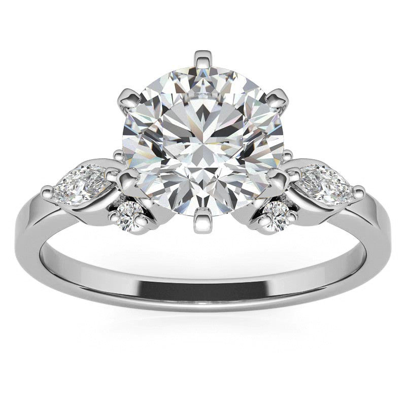 Round and Marquise Moissanite Woven Style Engagement Ring Setting