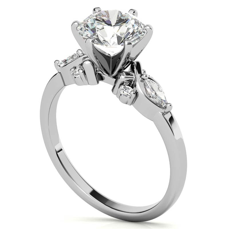 Round and Marquise Moissanite Woven Style Engagement Ring Setting