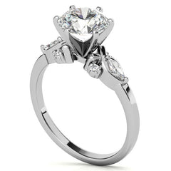 Round and Marquise Moissanite Woven Style Engagement Ring Setting