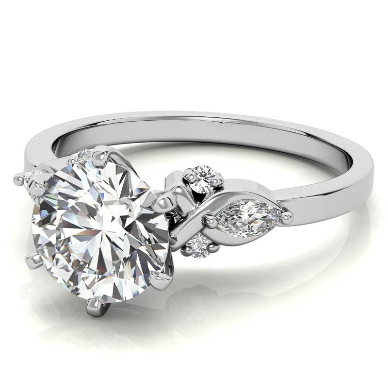 Round and Marquise Moissanite Woven Style Engagement Ring Setting