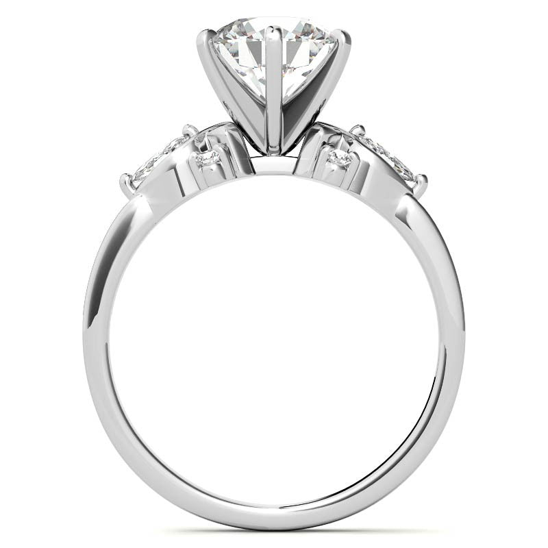 Round and Marquise Moissanite Woven Style Engagement Ring Setting