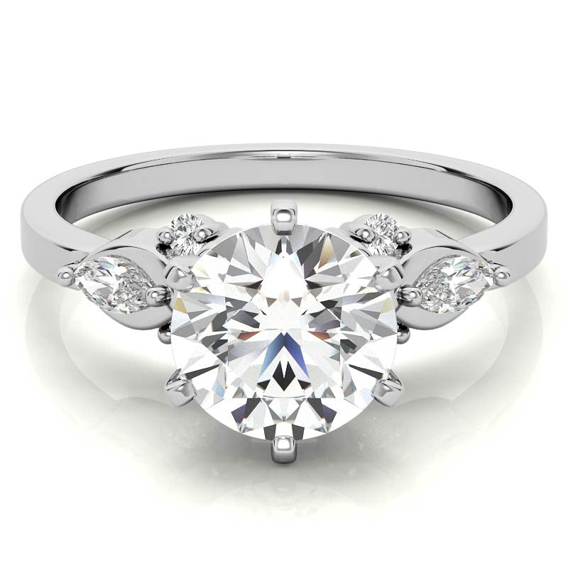 Round and Marquise Moissanite Woven Style Engagement Ring Setting
