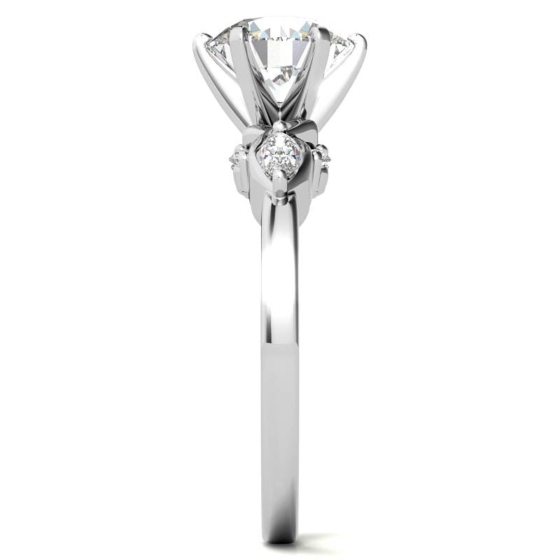 Round and Marquise Moissanite Woven Style Engagement Ring Setting