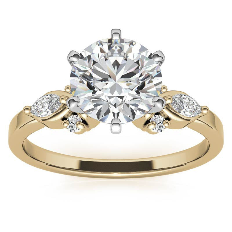 Round and Marquise Moissanite Woven Style Engagement Ring Setting