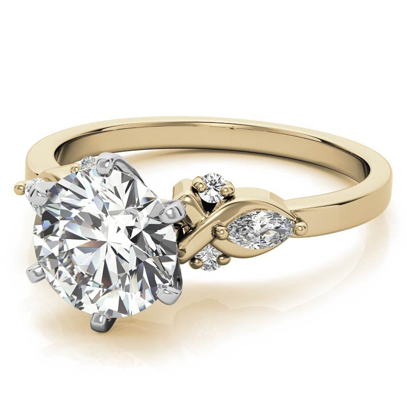 Round and Marquise Moissanite Woven Style Engagement Ring Setting