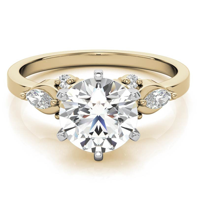 Round and Marquise Moissanite Woven Style Engagement Ring Setting