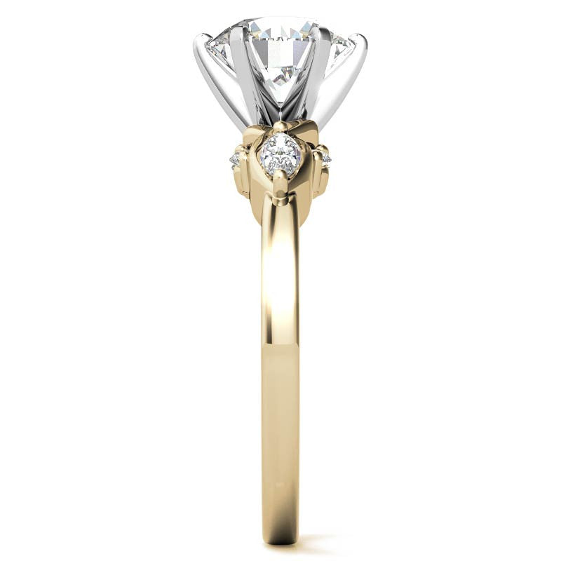Round and Marquise Moissanite Woven Style Engagement Ring Setting