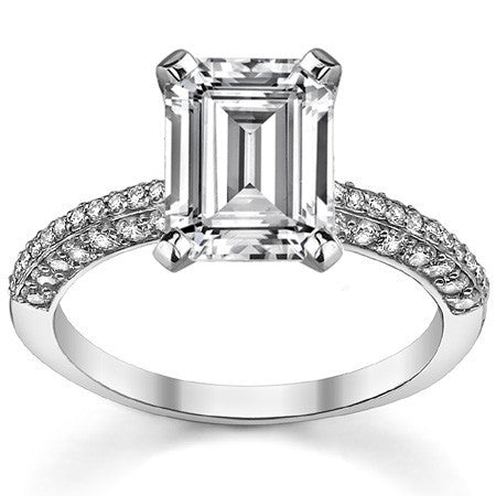 Round Brilliant Moissanite & Diamond Thin Pave Style Engagement Ring
