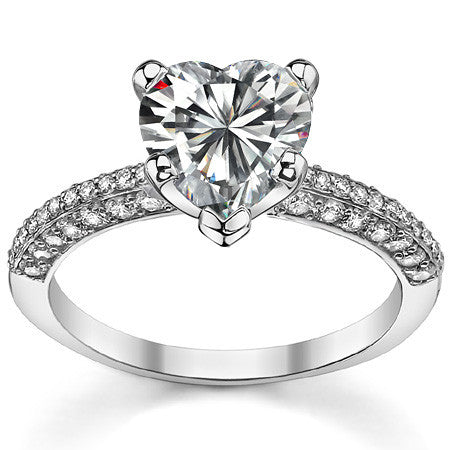 Round Brilliant Moissanite & Diamond Thin Pave Style Engagement Ring