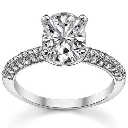Round Brilliant Moissanite & Diamond Thin Pave Style Engagement Ring