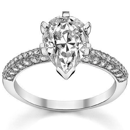 Round Brilliant Moissanite & Diamond Thin Pave Style Engagement Ring