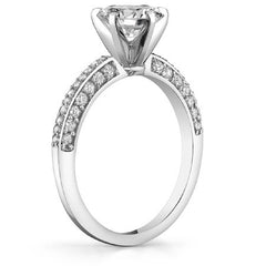 Round Brilliant Moissanite & Diamond Thin Pave Style Engagement Ring