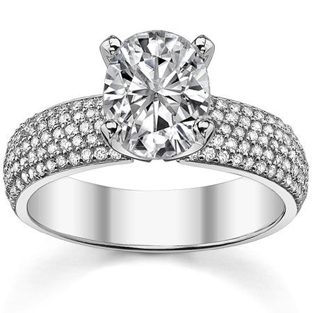Round Brilliant Moissanite & Diamond Wide Pave Style Engagement Ring