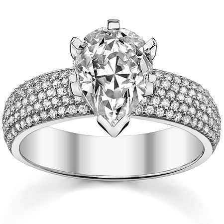 Round Brilliant Moissanite & Diamond Wide Pave Style Engagement Ring